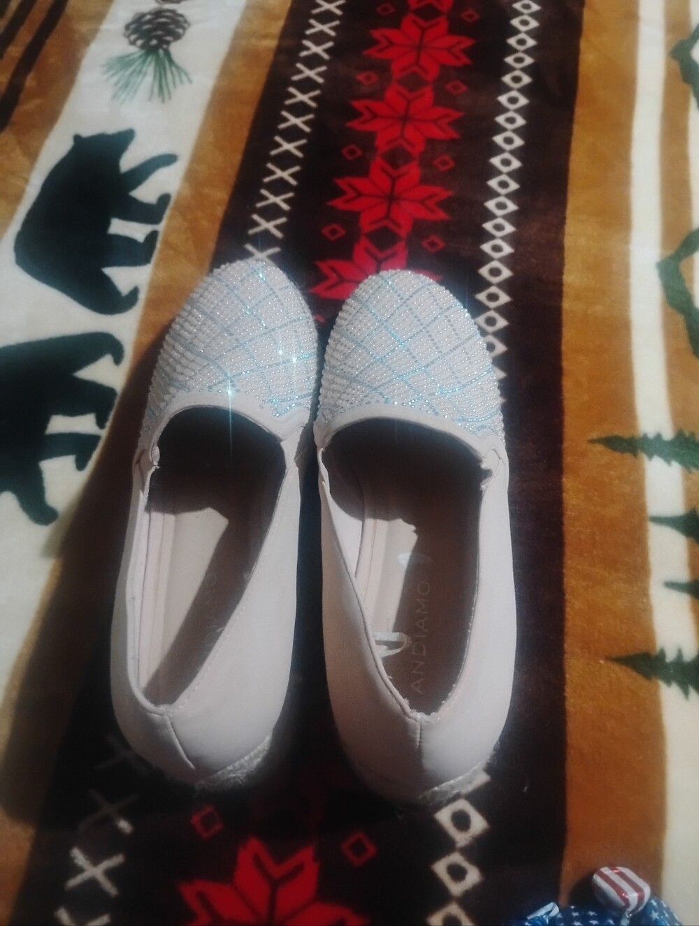 Ivory Crystal-Embellished Ballet Flats